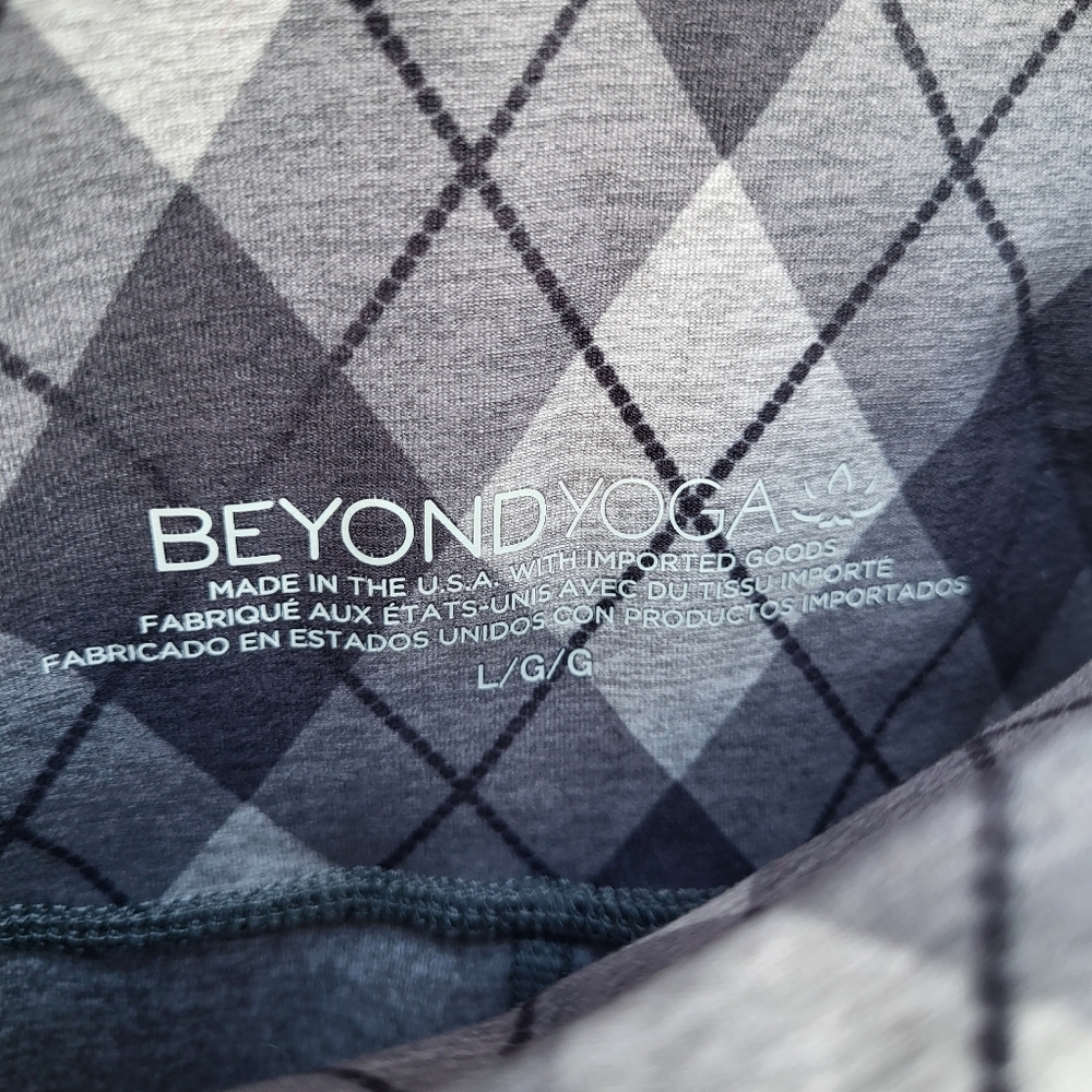 💔Beyond Yoga Womens Leggings High Waisted Plaid Size Large Gray - Picture 3 of 9